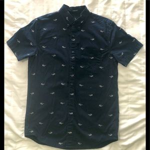 American Eagle Navy Sunglasses Print Shirt